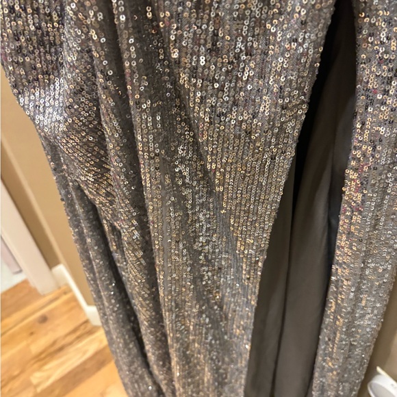 Mac duggal silver sequined dressss size 12 with slit. All sales final - Picture 3 of 5